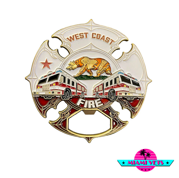 West Coast Fire Bottle Opener Coin - Miami Vets Memorabilia